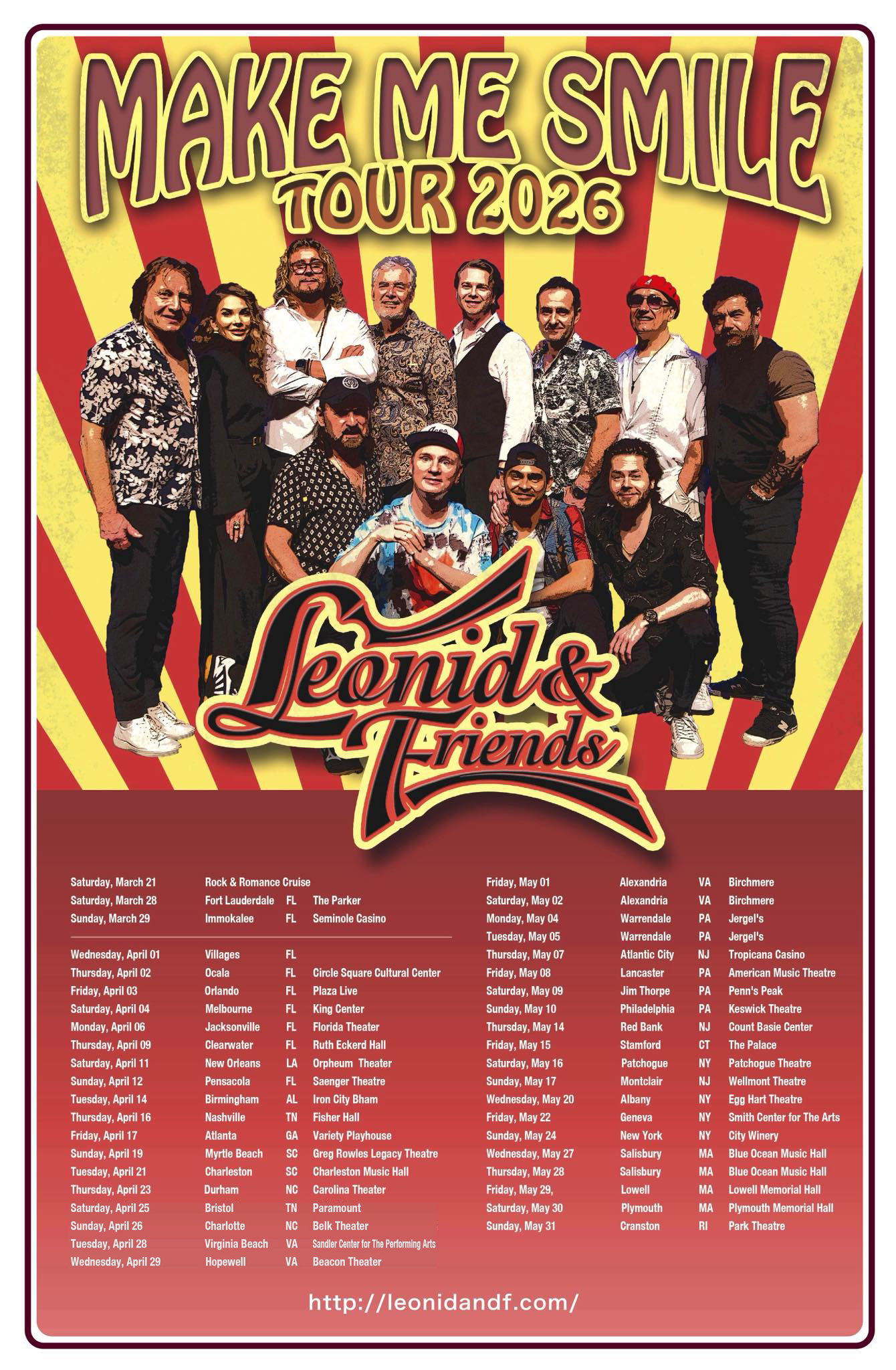 Leonid and Friends Make Me Smile Tour Poster 2026